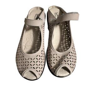 💰BOGO💰 Jambu Womens Peep Toe Mary Jane Wedge Sandals Beige Size 9.5